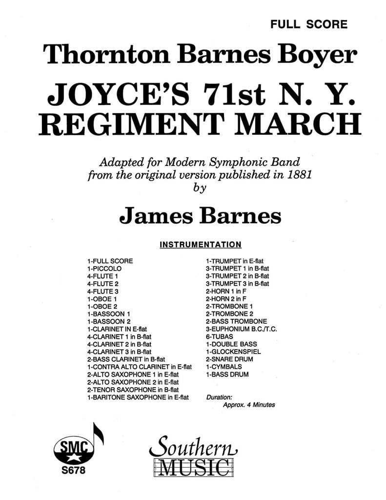 Joyce'S 71St N. Y. Regiment March